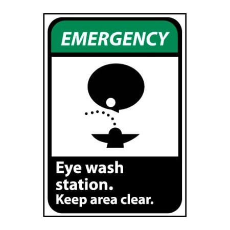 National Marker Co Emergency Sign 14x10 Aluminum - Eye Wash Station Keep Area Clear EGA4AB